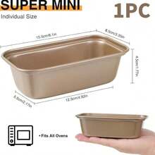 1pc/3pcs Non-Stick Bread Baking Pan/Tray, 3 Sizes - Large/Medium/Small Loaf Bread Mold, Pound Cake Rectangular Bread Baking Tray, Long Baking Pan, Quality Non-Stick Coating, Easy Release & Clean, Baking Accessories - Gold - View 6