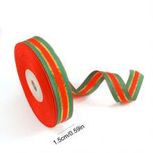 25 Yards/Roll Christmas Striped Ribbon Roll - Red Green Metallic Gold Striped Fabric Ribbon, Widths Available In 0.39 Inch, 0.59 Inch, 0.98 Inch. Suitable For DIY Gift Box Packaging, Large Wreath Bow Making, Christmas Tree Garland Decoration, Hair Accessories And Holiday Crafts. - Red and Green Ribbon - View 10