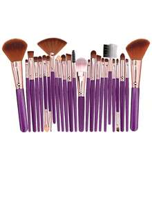25/30/38Pcs Complete Cosmetic Tool Set,25Pcs Soft Synthetic Makeup Brushes,Waterproof Zipper Toiletry Bag,Assorted Makeup Sponges,Triangle & Mini Air Cushion Powder Puffs,Portable Multipurpose Makeup Tools For Daily Face & Eye Makeup Application - Purple - View 13