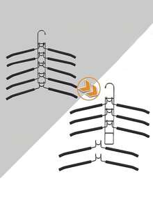 5 Packs Heavy-Duty Space-Saving Hangers, 5-In-1 Multi-Layer Design With Non-Slip Foam Pads, Polished Finish, Multi-Functional Clothes Hanging Rack, Space-Saving Clothes Hanger, For Coats, Sweaters, Suits, And T-Shirts, Hangers For Clothes - Multicolor - View 2