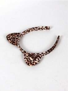 1pc Cute Leopard Print Cat Ear Headband, Suitable For Halloween Party [Leopard Print Pattern Position Random, Applicable For Christmas, Girlfriend Gift, Small Gift, Holiday Party Gift] - Multicolor - View 4