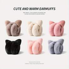 1pc Cute 3D Cat Ear Plush Earmuffs, Women's, Thickened Warm Faux Rabbit Fur, Foldable, Suitable For Students, Girls Daily Commute, Shopping, Cycling, Multiple Colors Available - Multicolor - View 10