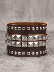 1 buah Gelang Kulit Lebar Gaya Bohemian Punk untuk Pria, Gelang Berlapis dengan Hiasan Paku Keling, Gelang dengan Penutup Jepit yang Dapat Dipersonalisasi, Aksesori Pesta Karnaval, Halloween, Pertunjukan Panggung, Gaya Pasangan Unisex - gelang - View 13