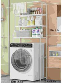 1 pieza Estantería de almacenamiento para baño, adecuada para lavadora y secadora - Estantería de almacenamiento multifuncional de pie, puede almacenar toallas y suministros de limpieza, estantería de almacenamiento para baño, estantería de almacenamiento para inodoro, estantería de almacenamiento para lavadora de tambor, estantería de almacenamiento de pie, estantería de almacenamiento sin taladro, estantería de almacenamiento móvil multifuncional para el hogar, vida en el hogar - Multicolor - Ver 2