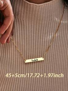 1pc Customized Multilingual Name Bar Necklace, Engraved Bar Name Necklace, Personalized Name Necklace, Can Input Multiple Languages, Customized Necklace, Women's Jewelry, Women's Jewelry, Customized Necklace, Fashion Jewelry, Christmas, Halloween, Thanksgiving, Valentine's Day Gift - Multicolor 2 - View 4
