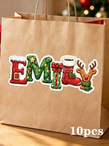 1-100pcs Stiker Natal Kustomisasi Personal, Stiker Huruf Nama Kustom, Label Huruf Liburan, Dekorasi Pembungkus Kado DIY, Dekorasi Scrapbook, Perlengkapan Dekorasi Pesta, Label Pembungkus Kado, Aksesoris Kerajinan Liburan - MultiWarna - View 9
