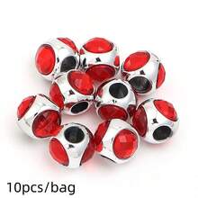 10pcs/Pack Zinc Alloy Three-Sided Rhinestone Large Hole Beads, Bohemian Alloy Loose Beads, DIY Bracelet Necklace Pendant Jewelry Making Accessories - Large-hole Beads - View 13
