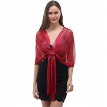 Buckle Evening Gown Shawl Scarf, Shiny Metallic Color Cashmere Shawl Scarf, For Women's Wedding Party - Multicolor - View 10