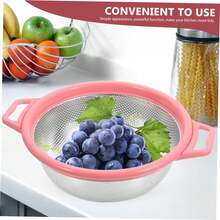 Stainless Steel Fine Mesh Colander Basket, Multi-Purpose Kitchen Strainer, Fruit Basket, Rice Washing Basket, Rice Sieve, Colorful - Double-ear Mesh Basket - Plastic Handle - View 11