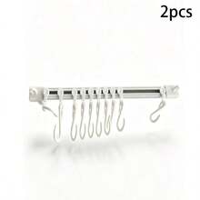 No-Drill Sliding Hook Rack, Multiple Movable Hooks With Adjustable Spacing, Kitchen Wall Cabinet Door Storage Rack, Hanging Pot Spatula Soup Spoon Whisk Peeler Kitchen Utensils, Student Dorm Space-Saving Countertop Organizer, Home Cabinet Door Wall-Mounted Storage Accessory - View 11