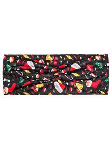 1-Piece Christmas-Print Wide Headband – Soft, High-Stretch Hair Accessory Suitable For Holiday Parties And Everyday Wear - Multicolor - View 8