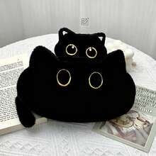 1pc Black Cat Face Pencil Case, Large Capacity Rectangular Zipper Makeup Bag Toiletry Bag, Portable Student School College Office Desktop Stationery Storage Pouch, All-Season Daily Style - Multiple Colors and Styles - View 7