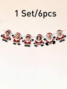 Custom Santa Banner, Personalized Christmas Party Hanging Decor, Cute Fireplace Tree Ornament Garland, Customized Photo Holiday Decoration, Customizable Picture Living Room Decor Keepsake, 2026 Xmas Gift For Family Friends, Christmas Ornament - Style a - View 7