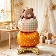 1pc 120cm Large Standing Pumpkin Bear Foil Balloon, Suitable For Birthday Party Decoration - View 4