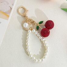 Women's Minimalist Fruit Pearl Chain Keychain, Creative Girl Best Friend Bag Charm Accessory - Multicolor - View 9
