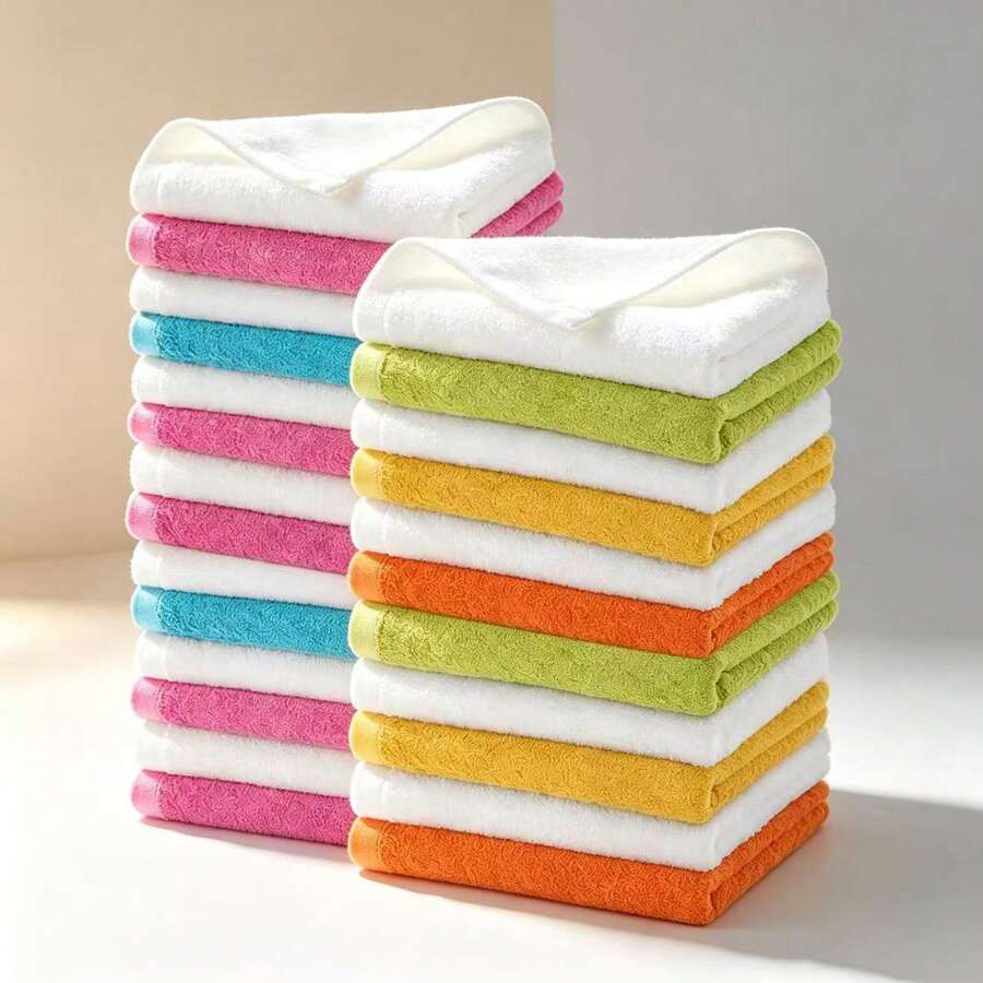 Face Towels 40/6/12/24pcs, Ultra Soft Skin-Friendly Facial Cloth, Suitable For Sensitive Skin, 10x10 Inch Small Size Face Towels, Reusable Washable Makeup Remover Cloth, Easy To Rinse Multi-Color Facial Cleansing Towels - Multicolor - View 1