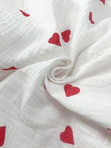 Soft Comfortable Ruffle Heart Print Valentine's Day Bandeau Top, Shorts, Jacket 3 Pieces Set - Red and White - View 7