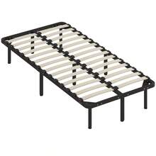 3ft Single Bed Frame, Metal Platform Bed Frame With 2 X 14 Wood Slats, No Box Spring Needed, Underbed Storage, Black On-Site - Black + Steel - View 9