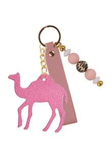 Leopard Beaded Wristlet Camel Keychain, Faux Leather Camel Animal Pendant Key Ring, Fashion Bag Charm Car Key Accessory,Ramadan Holiday Gift For Women - Multicolor - View 16