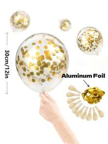 10pcs 12 Inch Gold Confetti Latex Balloons Glitter Transparent Helium Balloons Wedding Birthday Party Decorations - 12-inch - View 4