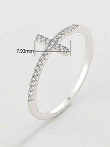 1pc Cross Ring, Elegant Women's Jewelry Gift - Silver - View 10