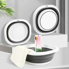 2.7L Foldable Wash Basin, Grey, Portable Multifunctional Basin For Outdoor Activities And Household Use - Grey - View 5