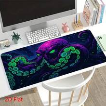 1pc Large Octopus Theme Mouse Pad Suitable For Programmers - Non-Slip Washable Rubber Base Thickened Desk Mat, Minimalist Office Computer Accessory With Octopus Tentacle Pattern, Desktop Decoration For Programming, 2D Flat Design - Purple Octopus - View 4
