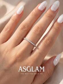 1pc Minimalist Zirconia Ring, Women's Engagement Wedding Party Daily Wear Anniversary Jewelry Gift - Silver - View 3