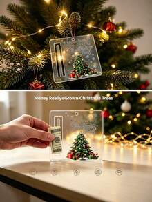 Christmas Tree Cash Gift Ornament, Acrylic Christmas Cash Storage Box, Fun Christmas Tree Hanging Decoration, Unique Cash Gift, Suitable For Christmas, Graduation Season, Back To School And Other Occasions, Christmas Gift-Christmas Cash Gift Ornament - A - View 6