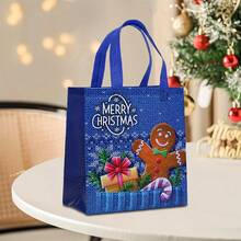 1/4/12PCS Christmas Snowman & Santa Claus Laminated Non-Woven Fabric Tote Bags, Shopping Gift Bags - Multicolor - View 7
