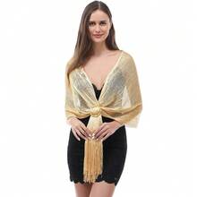 Buckle Evening Gown Shawl Scarf, Shiny Metallic Color Cashmere Shawl Scarf, For Women's Wedding Party - Multicolor - View 9