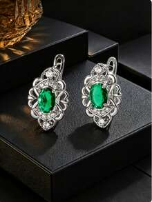 1 Pair Oval Court Style Dual-Tone Ear Cuffs, Women's Decorative Earrings For Banquet, Date, Gift - Ear Clip - View 10
