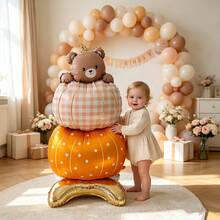 1pc 120cm Large Standing Pumpkin Bear Foil Balloon, Suitable For Birthday Party Decoration - View 5