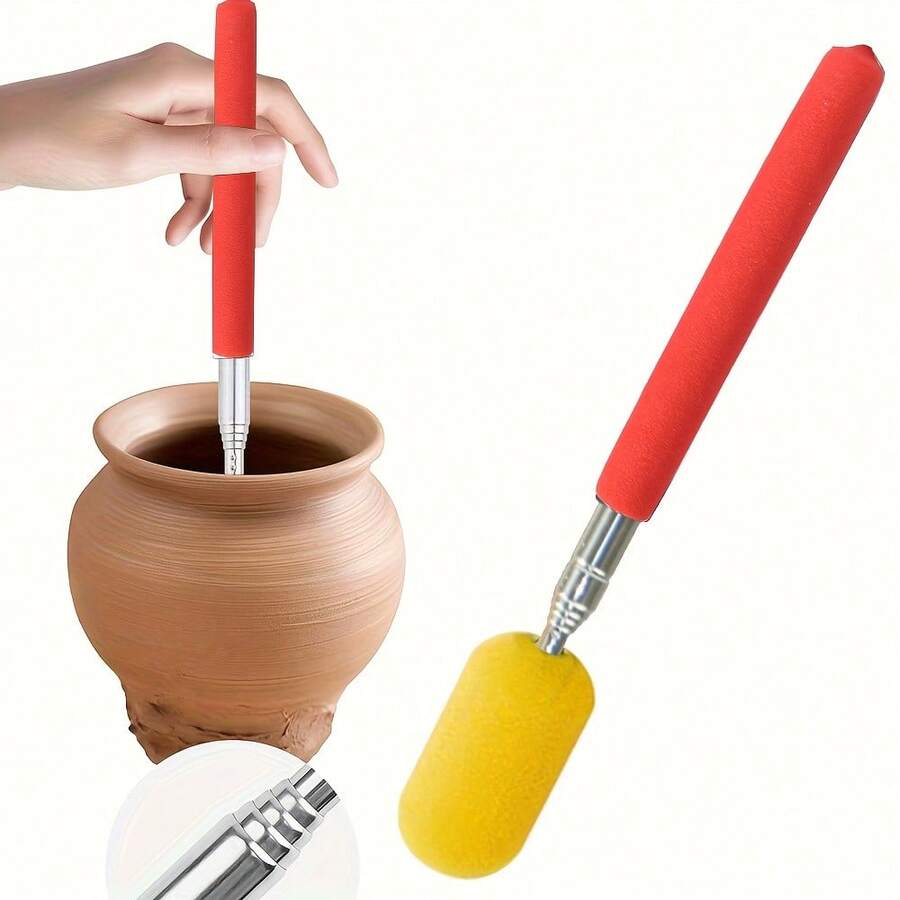 Adjustable Length Sponge Stick For Artists And DIY Enthusiasts, Ergonomic Handle Clay Pottery Tool, Water Absorber For Clay Painting And Sculpture, Lightweight Multi-Functional Art Accessory - Multicolor - View 1