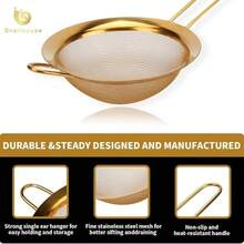 3pcs/1pc Set Gold Fine Mesh Flour Sieve, Kitchen Strainer, Baking Tool, Kitchen Accessory, Cookware, Tableware - Gold - View 6