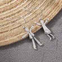 Halloween Earrings, Cute Cartoon Character Design Hook Dangle Earrings - Silver - View 5