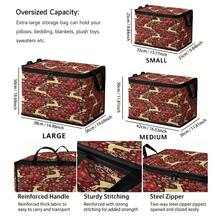 1pc Large Capacity Star-Shaped Lid Storage Box, Foldable Organizer Bin, Suitable For Blankets And Quilts, Equipped With Durable Zipper, Perfect Holiday Home Gift, Can Be Used For Underbed Storage. With Lid Organizer Bin, With Lid Storage Box, Extra Large Quilt Organizer Bin, With Lid Storage Box, Storage Box, With Lid Storage Box, Storage Cabinet, Medicine Storage Box, Box-Style Storage, Storage Bin, Cabinet - Multicolor - View 2