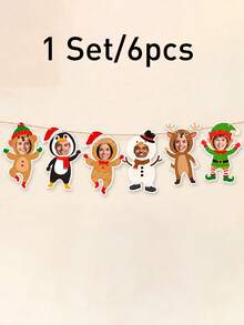 Custom Photo Christmas Banner, Personalized Christmas Party Decor, Cute Wall Hanging Garland, Customized Tree Ornament Accent, Customizable Living Room Decor Keepsake, Holiday Home Decor, Xmas Gift For Family Friends, Room Decor,Christmas Decorations - Style D - View 8