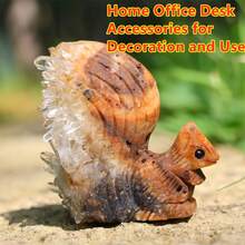 1pc Natural Crystal Squirrel Carving, Handcrafted Mineral Decor For Home, Christmas, Halloween, Thanksgiving, Holiday Decoration & Gift - Multicolor - View 13