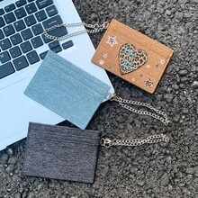 Set Dompet Kartu Denim 2-in-1 Y2K dengan Aksesori Rantai Motif Cetak Huruf Hati Macan Tutul - MultiWarna - View 10