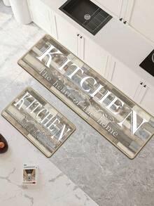 SANJIANGDI 1pc Imitating Wooden Planks Joined Pattern Kitchen Mat, 0.6mm Crystal Velvet Soft And Machine Washable.Suitable For Kitchen Corridors, Bathrooms, Living Rooms, Outdoor Door Mats, And Toilets. Useable Throughout The Year And For Various Holidays. - Multicolor - View 7