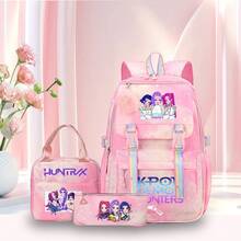 Hasbro Korean K-Pop Demon Hunter Girl Group 3 Pieces Backpack Set, Backpack + Lunch Bag + Pencil Case Combo, Cartoon Print, Custom Image Printing Supported, Daily Commute Storage, Fan Gift Item - View 3