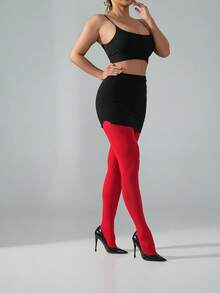 1對女款大尺寸緊身褲，時尚性感優雅，適合日常穿著、派對、聚會、通勤與辦公室工作 - 紅色 - 查看 5