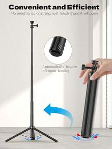 Portable Video Live Streaming Stand, One-Click Quick Deployment. 1.6m Aluminum Alloy Selfie Stick Tripod, Can Be Handheld Or Placed On The Ground. Suitable For Webcams, Cameras, Can Be Equipped With Phone Holder, Compatible With Multiple Phone Models. - A - View 3