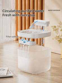 3L/101.45Oz Automatic Filtration Cat Water Fountain, Smart Cat Water Dispenser With Filter, USB Powered Circulating Filtration Water Fountain, Quiet Water Pump, Suitable For Cats And Small Dogs - Waterfall Style - View 8