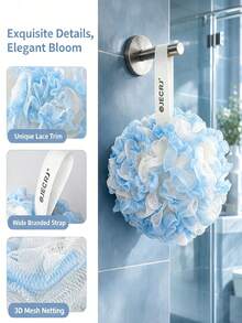 1pc Soft Mesh Bath Loofah, Two Tone Color Shower Sponge, Exfoliating Bath Pouf With Hanging Loop, Gentle Body Washing Puff For Shower Bathroom, Assorted Pastel Colors Holiday Essentials Christmas Bathroom Accessories - Multicolor - View 10