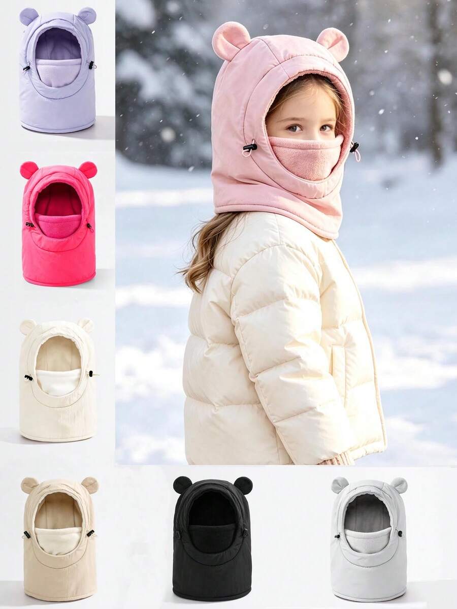 Children's Pullover Hat, Outdoor Skiing Ear & Neck Warmer, Cute Ear Design, All-In-One Hat, Autumn/Winter, Unisex - Multicolor - View 1