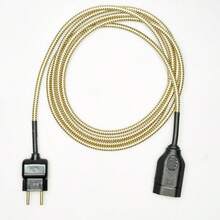 Extensão Elétrica 2x0,75mm Revestido em Tecido 2 Metros - Pronta Entrega - DOURADO/BEGE - Visão 2