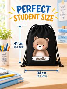Bolsa con cordón personalizada con nombre de animal de zoológico de vida silvestre - Mochila de texto de zoológico personalizada, adecuada para picnics, bolsas de regalo únicas, se puede usar como regalos de fiesta de cumpleaños, regalos de baby shower y regalos de cumpleaños personalizados - Multicolor - Ver 7