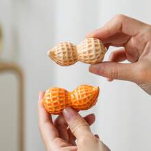 1pc Ceramic Peanut Chopstick Holder, Chopstick Rest, Cute Ceramic Ornament, Home Decor, Ceramic Tabletop Decoration, Chopstick Spoon Fork Storage Rack - View 4